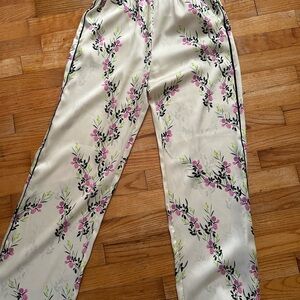 Zara Cream Floral Straight Leg Pants